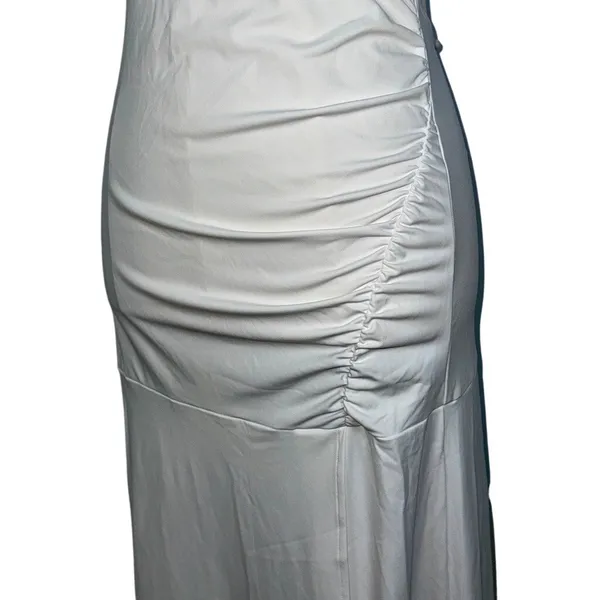 NWOT Halara White Ruched Lace Up Open Back Bodycon Pencil Maxi Dress Size M - Image 3