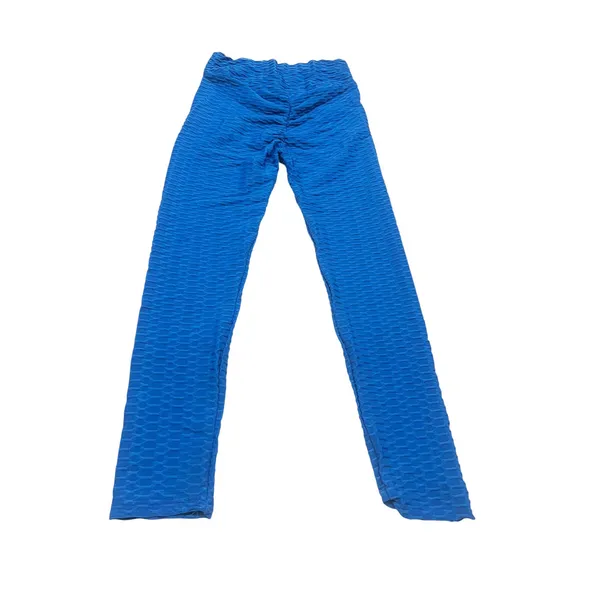 Womens Blue Textured Scrunch Butt Leggings Honeycomb High Waist 2XL Fits Medium - Image 2