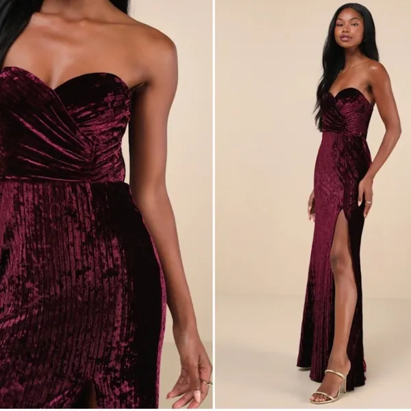 LULU's Prom Wedding Special Event Modern Chic Sexy Velvet Maxi Dress - Image 2