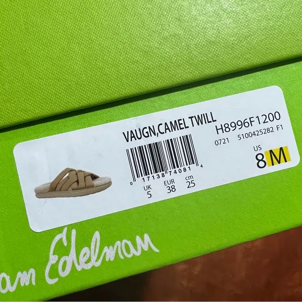 New Sam Edelman Vaughn Faux Fur Lined Sandal Slide size 8 Camel Twill Tan - Image 8