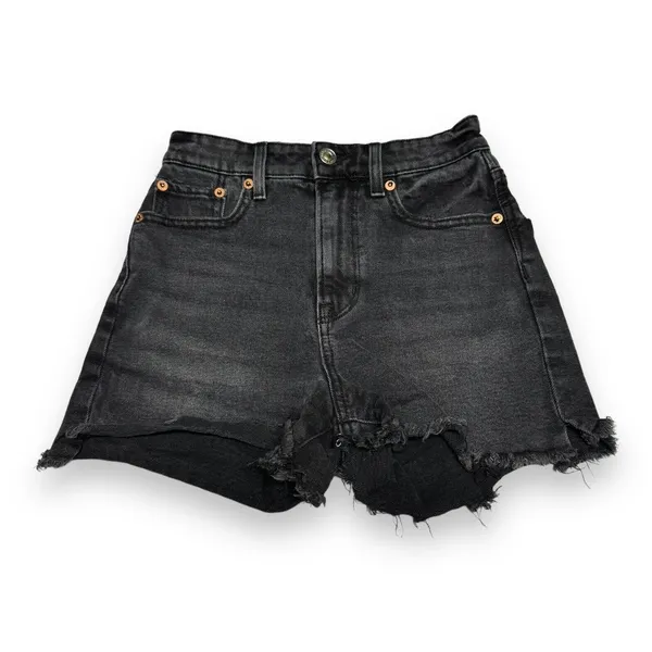 American Eagle Womens Shorts Sz 000 23 W Black Highest Rise‎ 90s Boyfriend Denim - Image 2