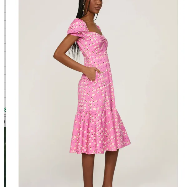 Autumn Adeigbo Pink Peasant Dress SIZE 8 Daisy Cotton Cottage USA Designer $525 - Image 4