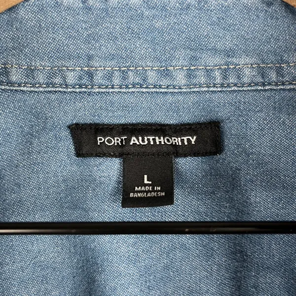 Port Authority Fiesta Graphic Denim Button Up Shirt Size L Long Sleeve Cowboy - Image 6