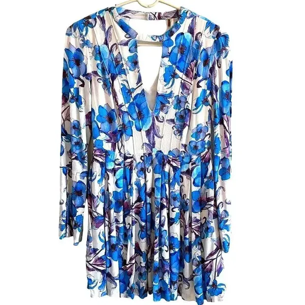 NEW Free People Women Size 4 Tegan Long Sleeve Floral Dress v6x - Image 3