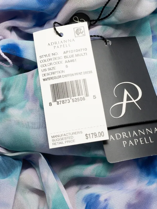 Adrianna Papell -‎ Watercolor Chiffon Print Dress - Image 7