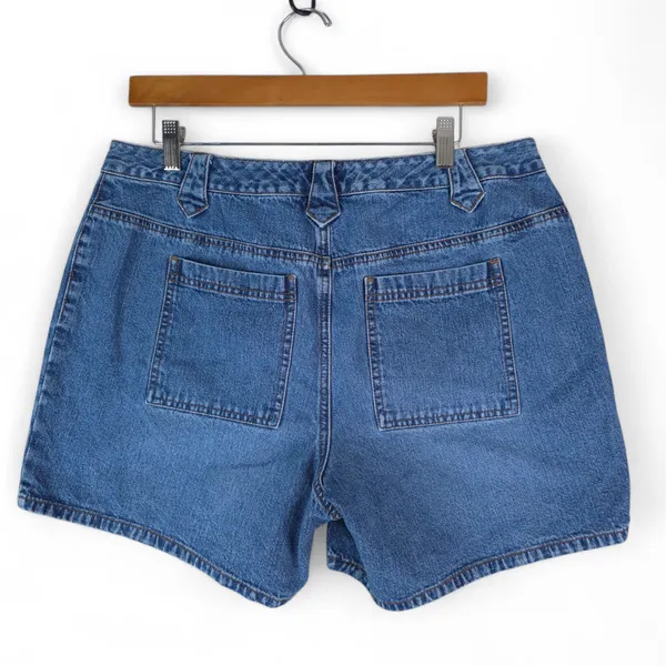 Venezia Jeans Shorts Womens 14 Blue Mid Rise Lace‎ Up Cotton Denim Medium Wash - Image 2