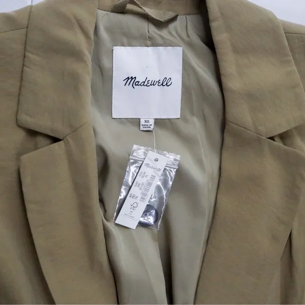 Madewell The Drapey Tie-Waist Blazer Tawny Olive Women XS‎ NWT Quiet Luxury - Image 6