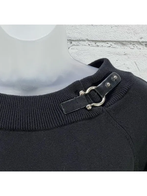 Lauren Ralph Lauren Black Sweater with Buckle Accent Size M - Image 4