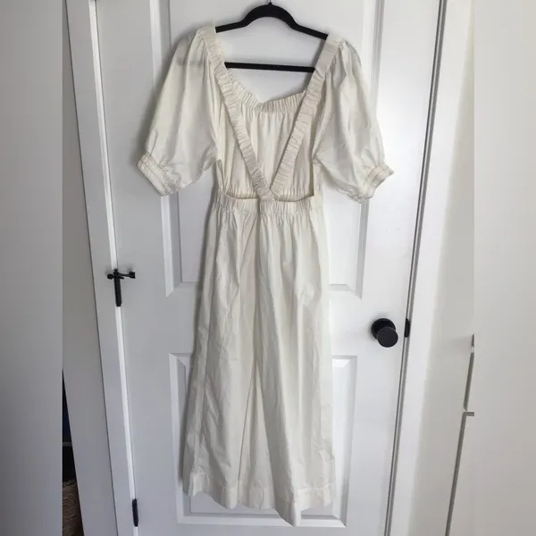 Free People Dress Small‎ White Back Strap A Line Half Sleeve Elastic Midi NWT - Image 2