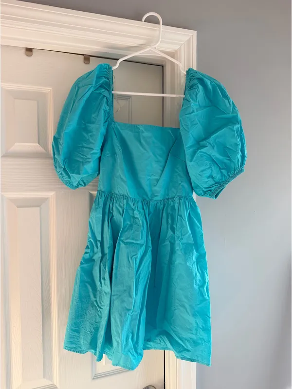 A New Day Blue Puff Sleeve Mini Dress - Image 3