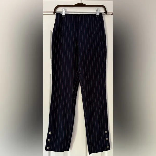 Rag & Bone Simone Navy‎ Pinstripe Snap Dress Pants Size 2 EUC - Image 3