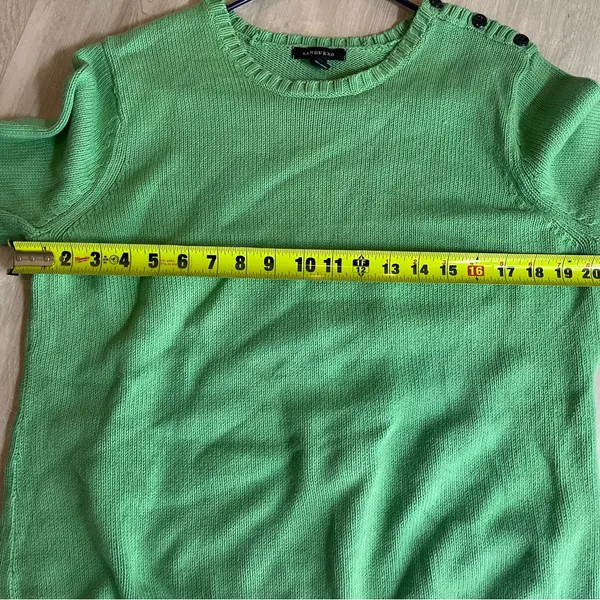 Lands' End Vibrant Green Crew Neck Sweater with‎ Button Accents - Image 6