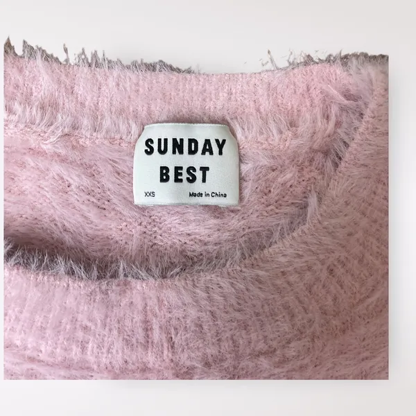 Aritzia Sunday Best Taro Sweater in Pink Cropped Fuzzy‎ Size XXS - Image 2