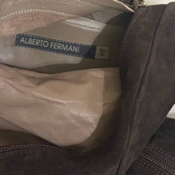 ALBERTO FERMANI Brown Suede Knee High Wedge Boots Italy Italian Size 37.5 - Image 8
