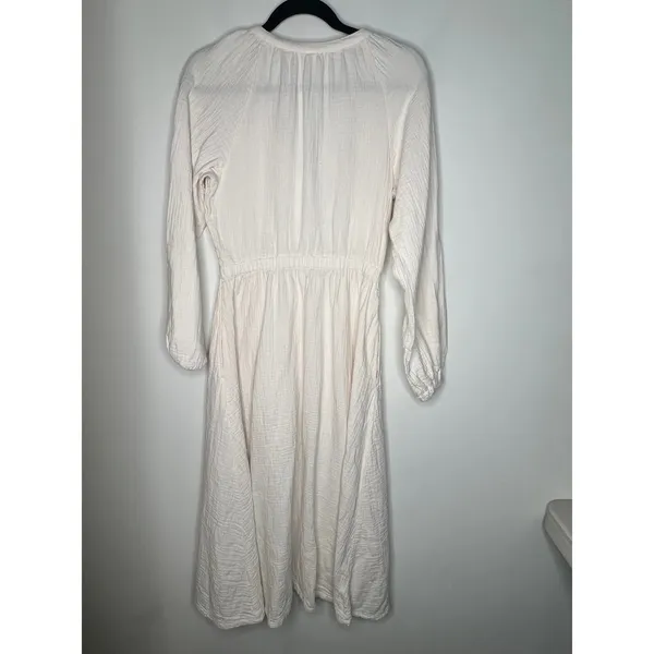 Pact Cream Gauze Midi Dress Size Small - Image 4