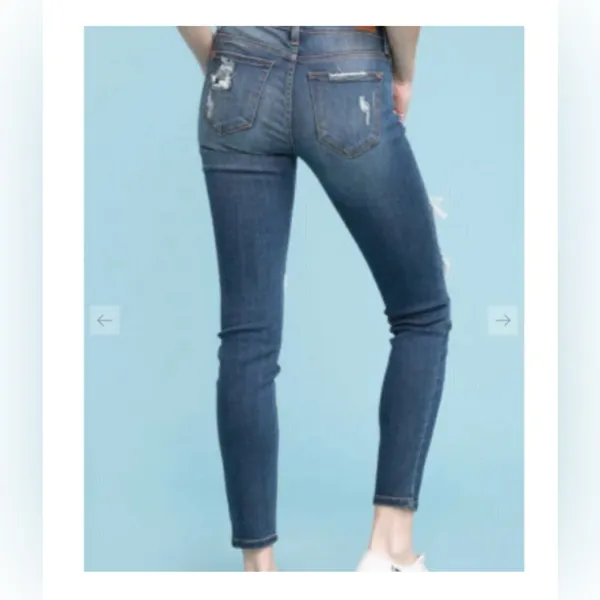 JUDY BLUE Green Blue Plaid Patch Skinny Fit Jeans Size 0/24 Women’s‎ - Image 9