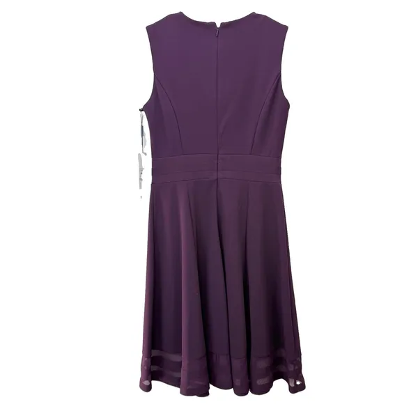NWT Calvin Klein Purple Mesh Illusion Hem‎ Fit Flare Stretch Sleeveless Dress 6 - Image 9