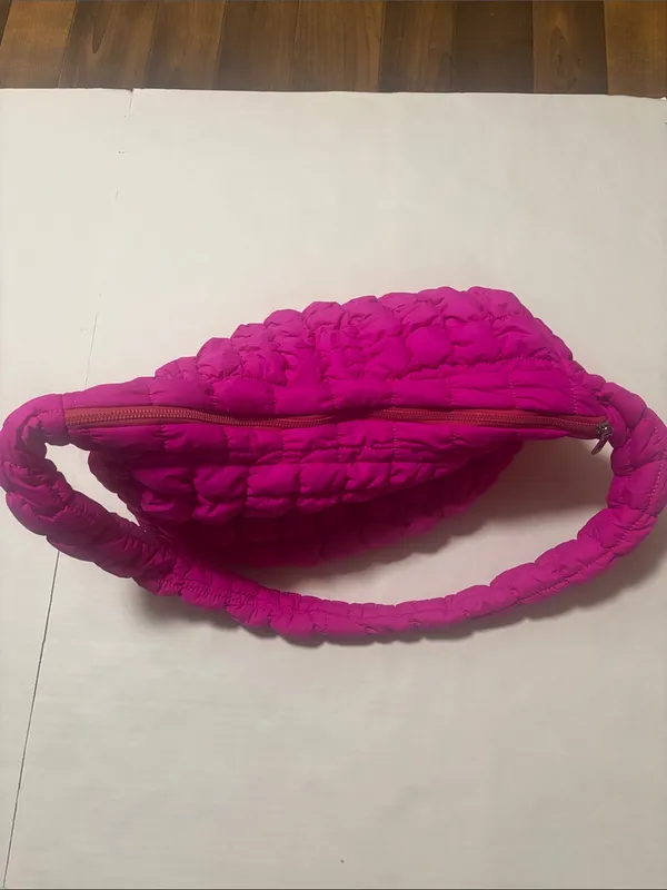Hot Pink Padded Quilted Crossbody Shoulder Bag Fuchsia Pink Neon Barbie E-Girl - Image 9
