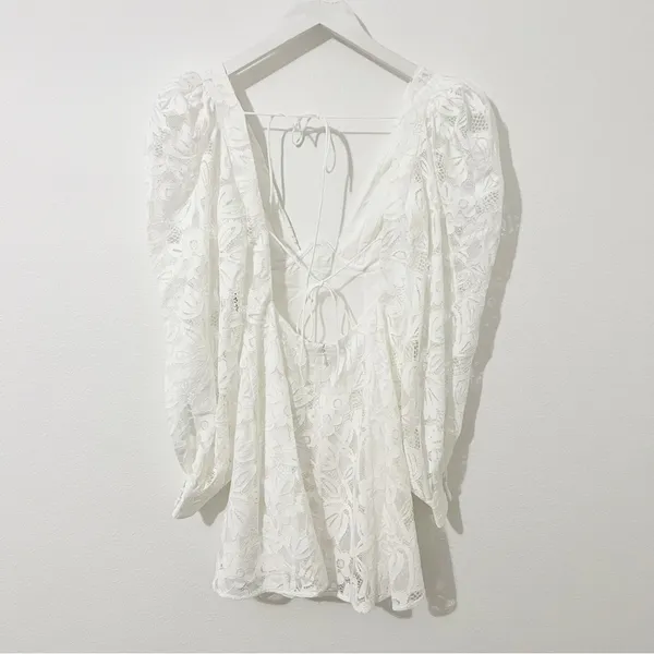 NWT NEW For Love & Lemons Maureen Mini Dress White Lace Size XS - Image 5