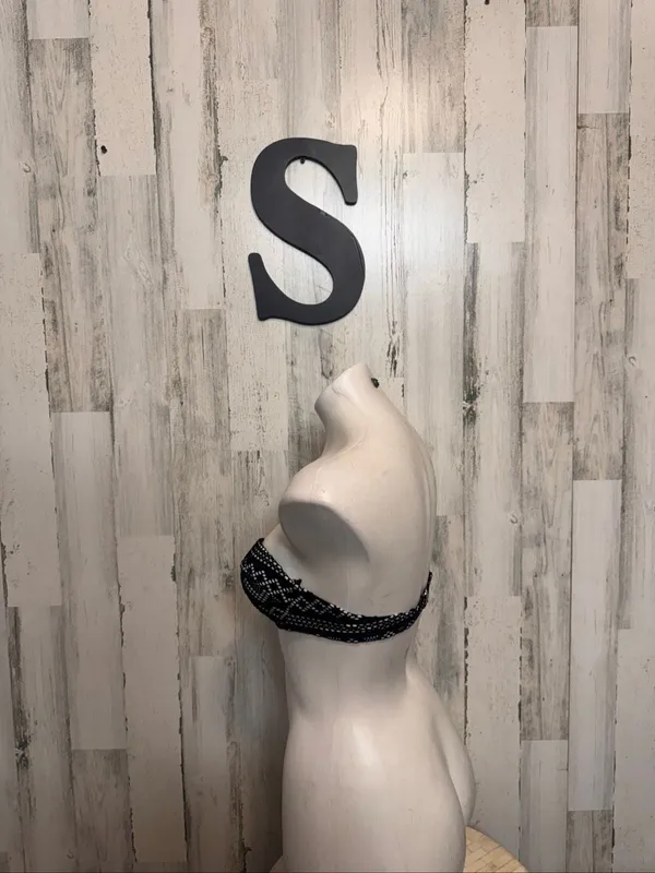 SheIn Crochet Lace Underwire Bandeau Bikini Top Womens Small Black White Swim - Image 5