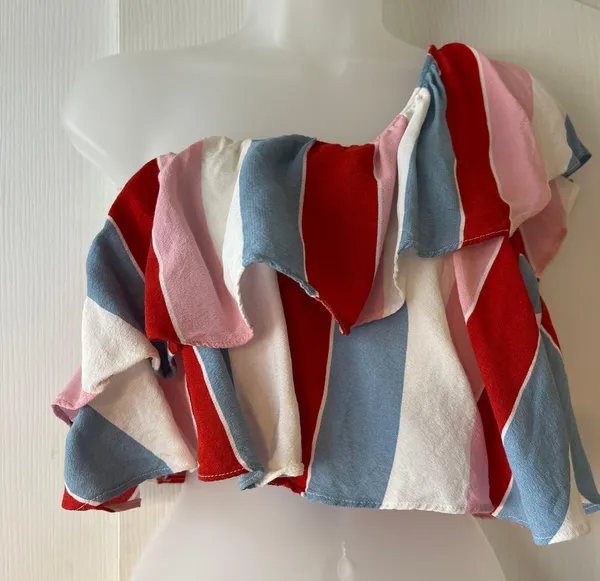 Stripe  One Shoulder Top - Image 3