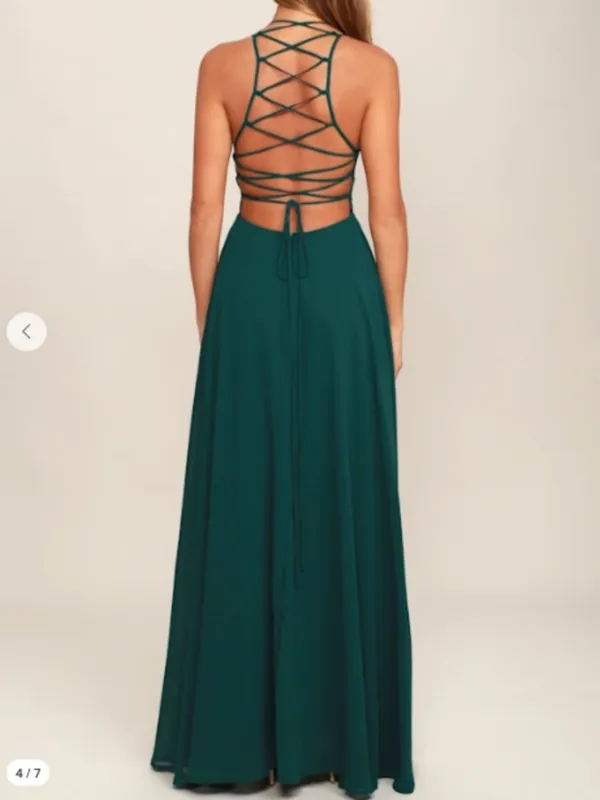 LULUS Sexy Chic Flowy Strappy Back Prom Romantic Flowy Bridesmaid Wedding Formal - Image 3