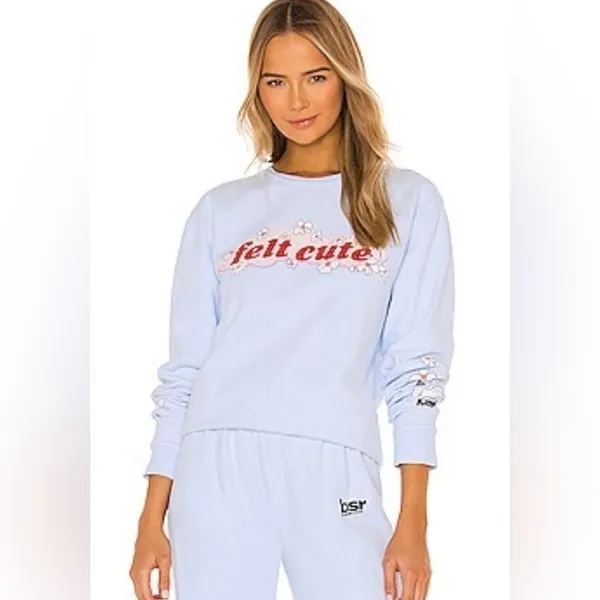 Revolve BSR by Samii Ryan felt cute daisy pastel blue sweatshirt - Image 6