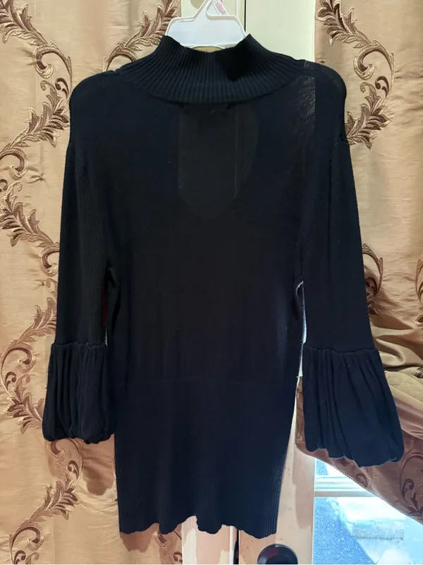 Arden B Black pearl beaded Accented Cowl Sweater - Image 3
