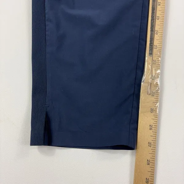 Athleta Brooklyn Mid Rise Ankle Pants Women's Size 6 Navy Ribbed Side Panels - Image 4