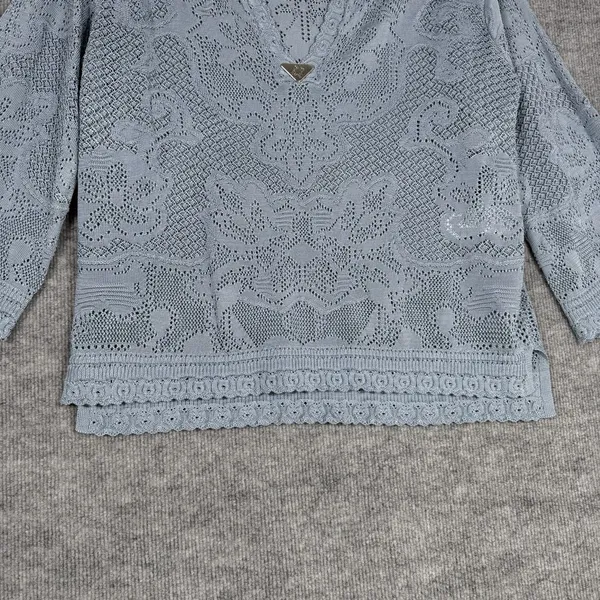 White House Black Market Size-M Womens Top Pointelle Stitch 3/4 Sleeve - Image 9