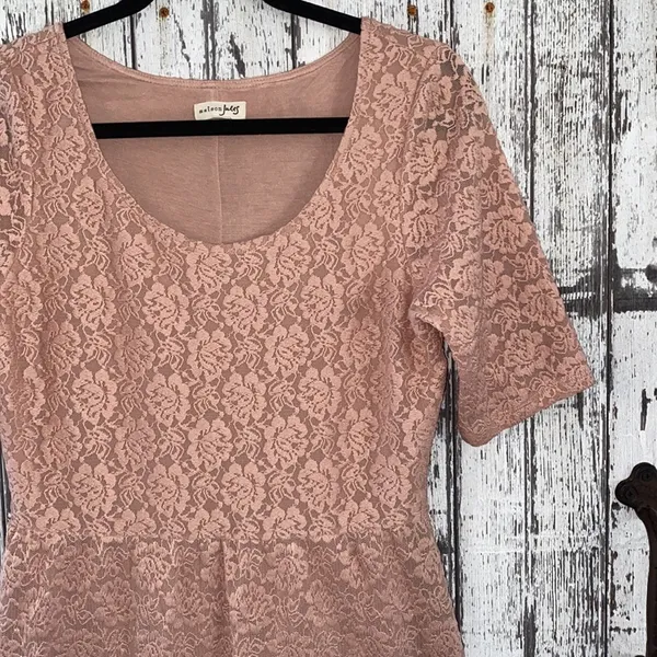 Maison Jules pink & gold lace fit and flare dress - Image 3