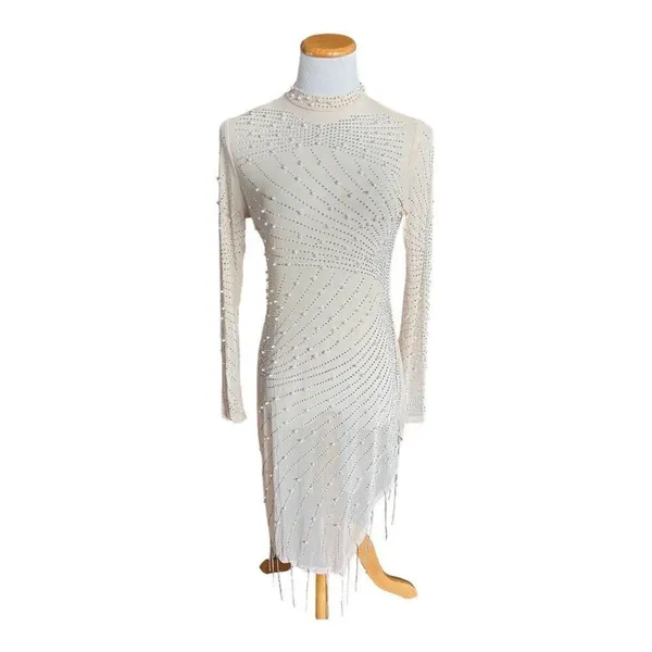 New Womens Quorae Phoebe Rhinestone Pearls Cocktail Evening Statement Dress 2X - Image 6