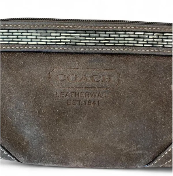 Coach Suede Leather Wristlet Brown - Image 4