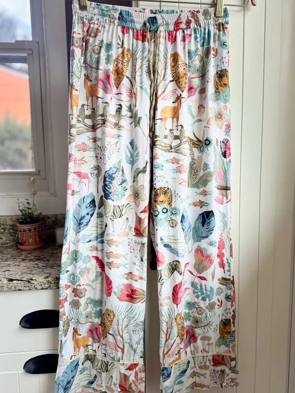 Anthropologie Michelle Morin Animalia Safari Wide Leg Sleep Pants Multicolor XS - Image 2