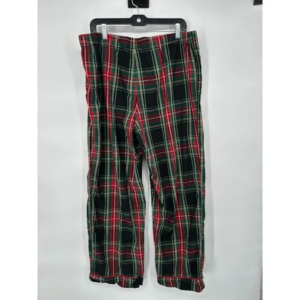 J. Crew Womens Lounge Pants PJ Pajama Large 100% Cotton Tartan Plaid Black Red‎ - Image 4