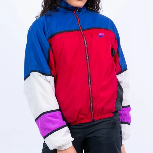 Nike‎ Vintage 90s Style Colorblock Windbreaker Jacket Red Blue Purple Womens L - Image 11