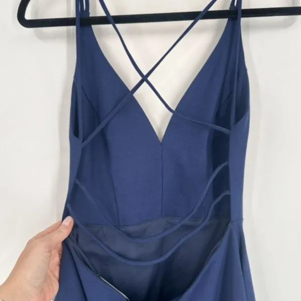 NWT Lulus Forever Crush Navy Blue Strappy Sleeveless Skater Dress‎ Size Medium - Image 7