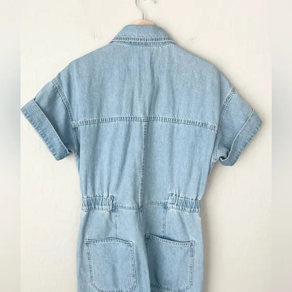 Free People we the free Marci coverall denim jumpsuit light wash small - Image 11