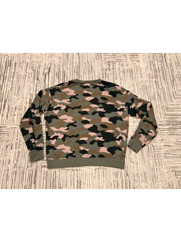 NEW Divided H&M women's large green/blk/pink camo shirt - Image 3