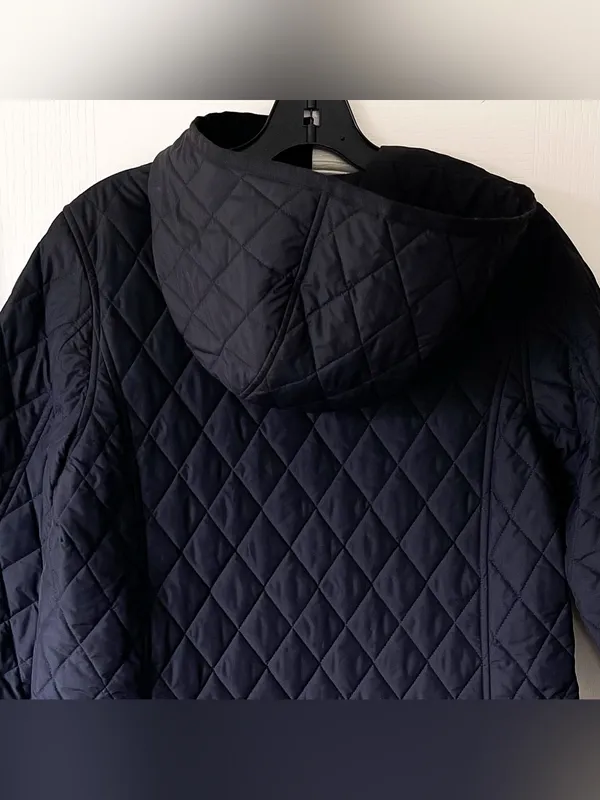 Weekend‎ MaxMara Long Quilted Hooded Puffer Coat Black 4 EUC - Image 7
