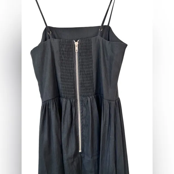 Stillwater Black Linen Blend Midi‎ Dress Small Spaghetti Strap Boho Casual - Image 5