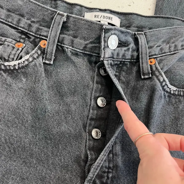 RE/DONE High Rise Loose Jeans in Washed Black with Rips Size 28‎ - Image 8