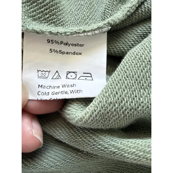 ZESICA Sage Green Cropped Sweatshirt Crew Neck Pullover Soft Girl Lounge Small‎ - Image 3