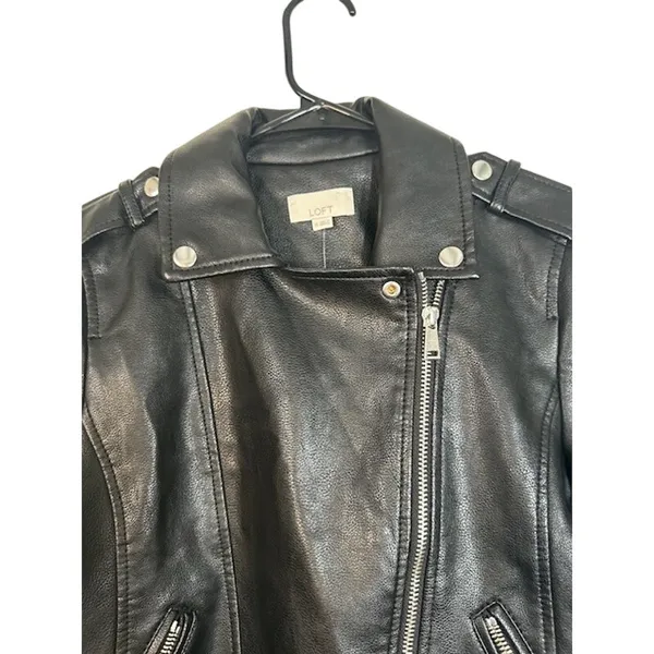 Ann Taylor Black Vegan Leather Edgy Moto Jacket NWT Women Sz XS - Image 11