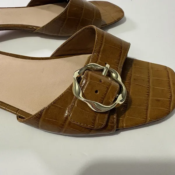 Loeffler Randall Edie Twisted Single Buckle Slide Sandals Cognac Brown Size 9.5 - Image 6