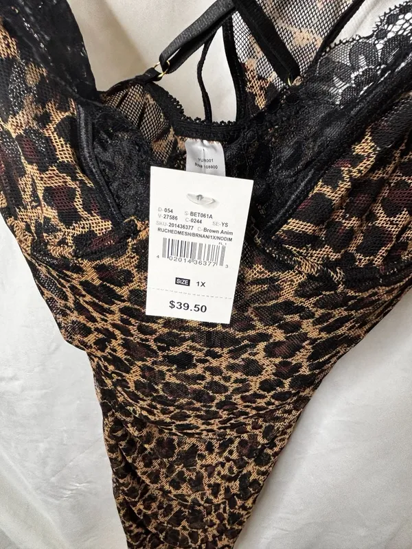 Ashley Stewart Ruched Mesh Animal Print Chemise Set - Image 4