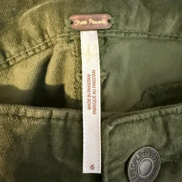 Free People High Time Velvet Kick Flare Pants Women's 6 Chive Green Festival NWT - Image 14