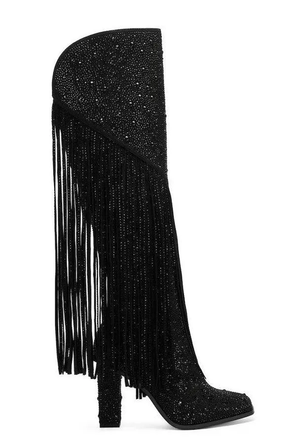 Fringe Tall Bedazzled Boots - Image 8