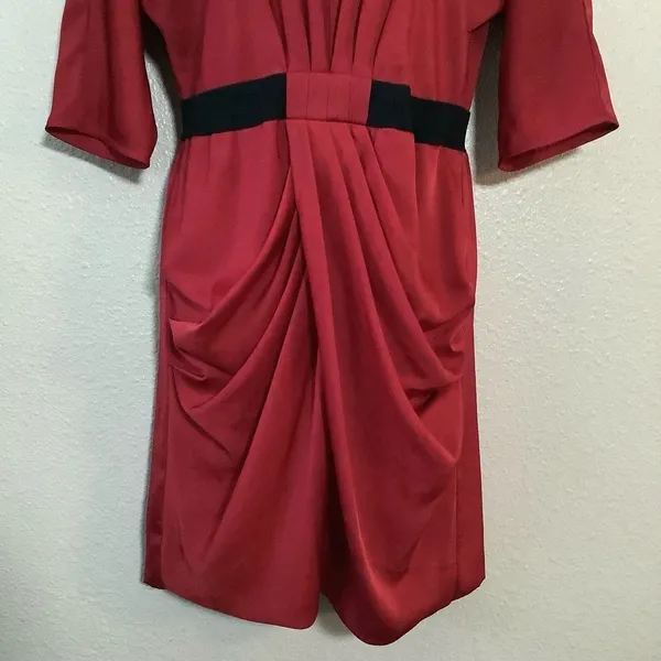 Red Christmas Party Holiday Mrs. Claus Santa Dress M/L‎ Preppy Old Money Retro - Image 3