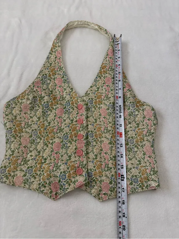 Fairycore Floral Brocade Halter Vest Whimsy Goth Cottagecore Boho Top - Image 7